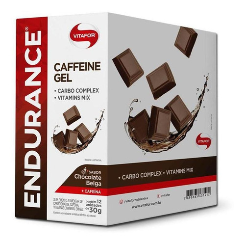 Endurance Caffeine Gel Vitafor Caixa 12 Sachês Choco Belga