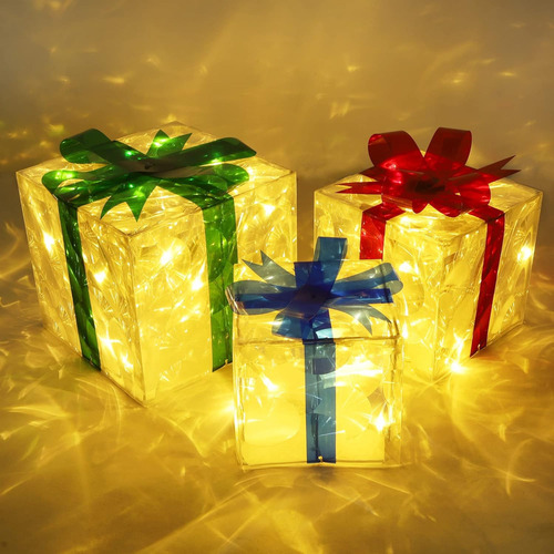F Caja De Regalo/juego De Luces Navideñas De 3 Piezas