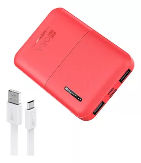 Mini Power Bank Batería Portátil 5000mah 2.1A 1hora con 2 Puertos de USB on un 20cm Cable Micro USB