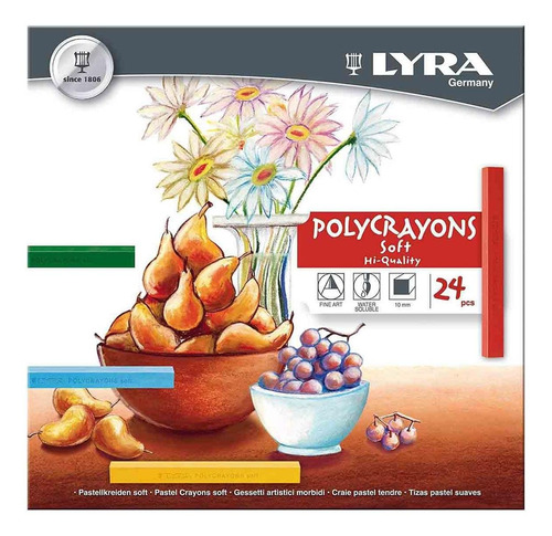 Giz Pastel Seco Lyra Polycrayons Soft 24 Cores