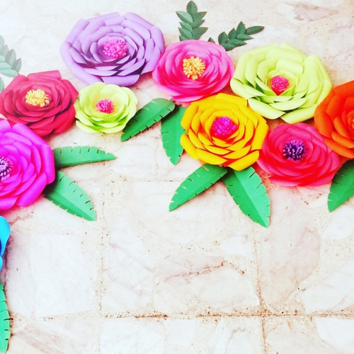 Set De 10 Flores Gigante De Papel Diferentes Tamaños | Envío gratis