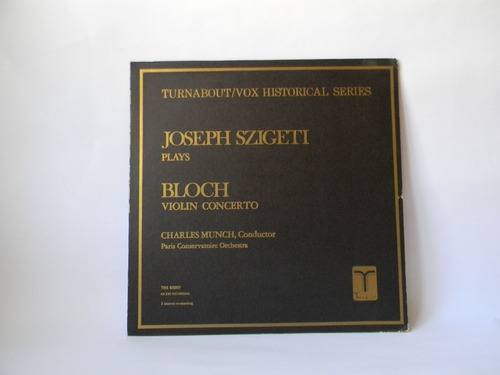 Szigeti Plays Bloch Violín Concerto Lp Vinilo