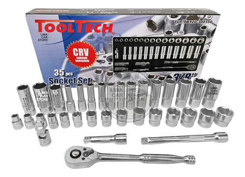 Juego Maleta 35 Piezas Dados 3/8 Tooltech No Stanley Trupper