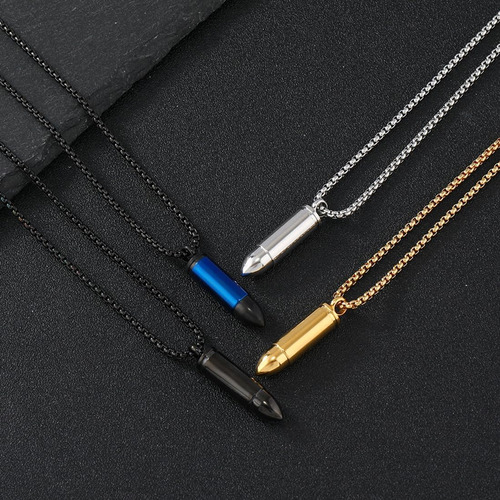 Vbsut Collares Con Colgantes De Bala De Acero Inoxidable Y