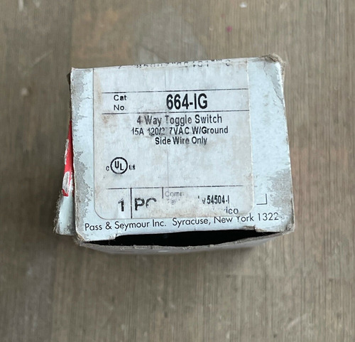 Pass & Seymour Legrand 664-ig 4 Way Toggle Switch 15a 12 Ssm