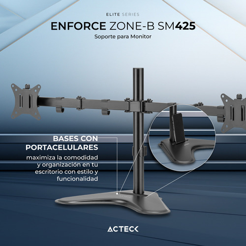 Soporte Articulado Acteck Enforce Sm425 2 Monitores 17/32 Color Negro