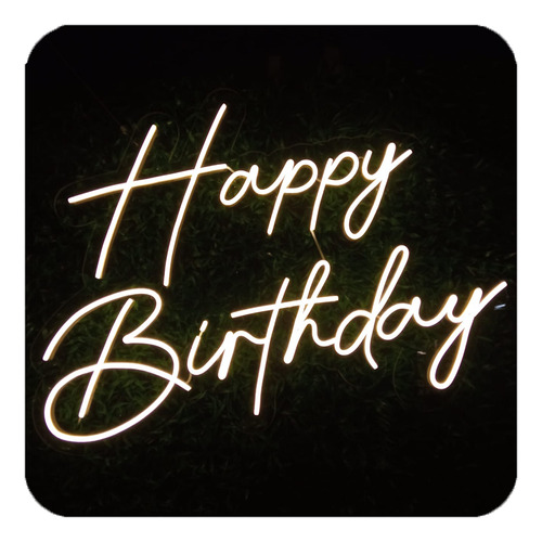 Placa De Led Neon Happy Birthday Feliz Aniversário 60x45