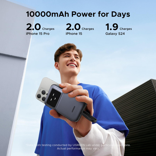 Batería Externa Ugreen Uno De 10.000 Mah Con Cable Usb-c De