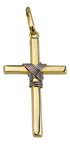 Pingente Cruz Manto 3,5 Cm Em Ouro Branco 18k