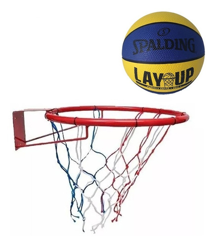 Aro Metalico Basquet Red Con Pelota Spalding Original  