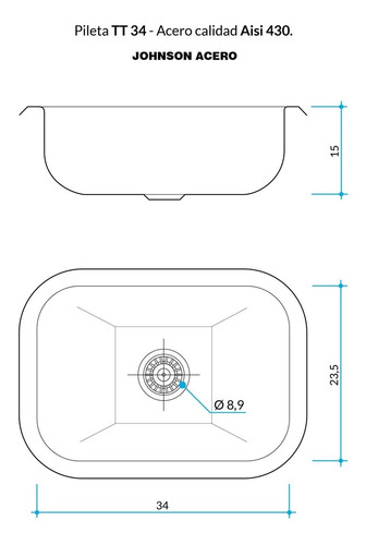 Imagen 3 de 7 de Bacha Simple Pileta Cocina Johnson Acero Tt34 Chic Promo