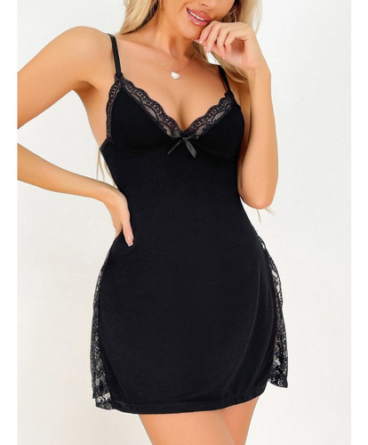 A Pijama De Una Pieza Con Tirantes Para Mujer Encaje Sexy