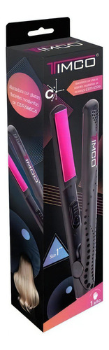 Plancha Alaciadora Cabello Cer+ion De 25mm Timco Pr-b Color Negro