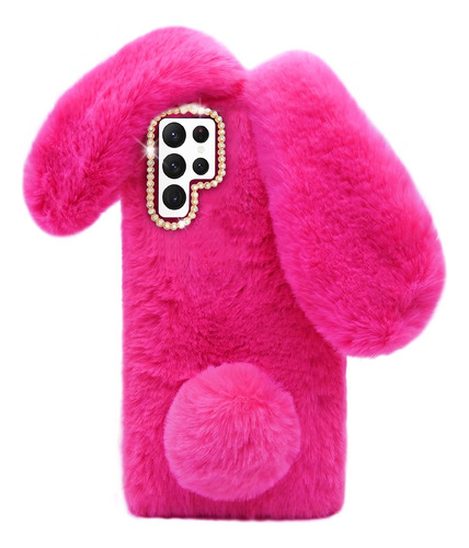 Funda Para Galaxy S22 Ultra Conejo Pompon De Piel Fucsia