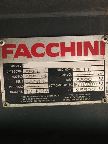 Carreta Baú Facchini S/ Pneus Comprimento: 15,10m Ano 2014