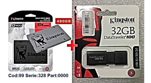 Kingston,samsung,hp 480gb  A400 + Usb 32gb Dt100g3 Combo