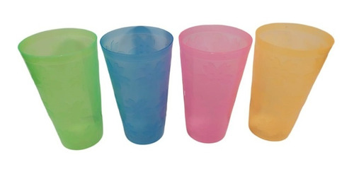 Set 4 Vasos Plásticos Resistentes Reutilizables