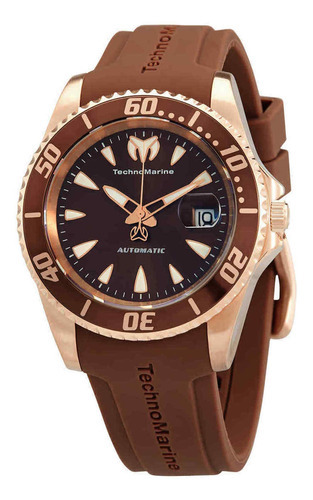 Reloj Technomarine Manta Sea Automatico Esfera Café Boleta Color Del Bisel Oro Rose