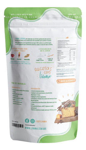 Livana Foods | Endulzante Natural Stevia | Cont. Net. 500 G