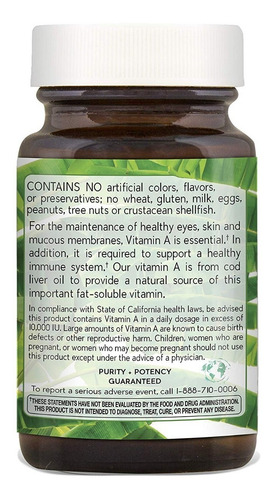Natural Nutra Vitamina A Sist Inmunitario, Ojos Saludable