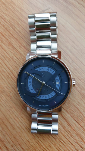 Reloj Calvin Klein Iconic Automático Nuevo Plateado Plateado Azul