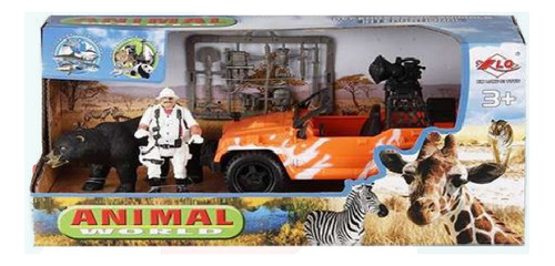 Set Safari Animales Y Vehículo Con Accesorios 