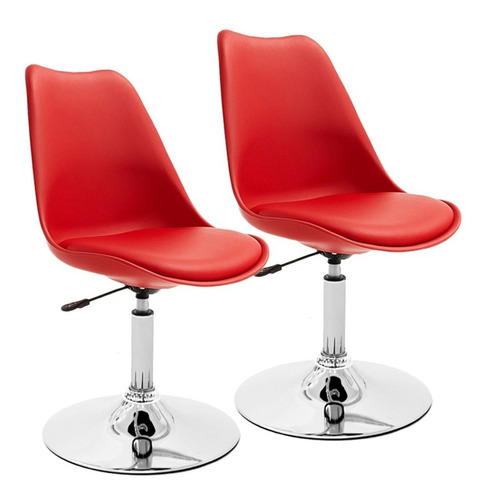 Par De Sillas Tulip Eames Roja Con Base Varios Colores 