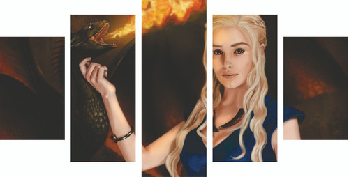 Painel Decorativo 5 Parte Game Of Thrones Daenerys