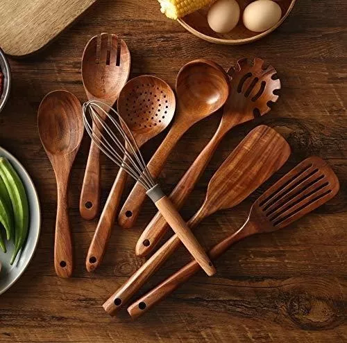  NAYAHOSE Cucharas de madera para cocinar, 6 utensilios