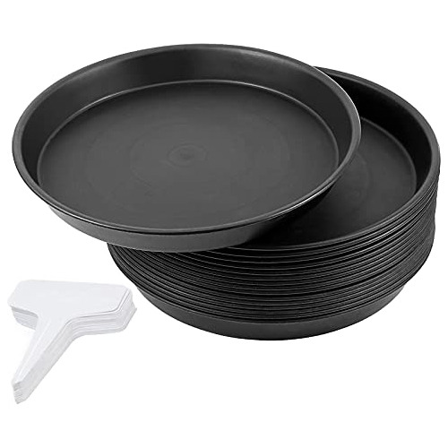 15 Pack 10 Inch Plant Saucer, Black Thicken Plastic Pla...