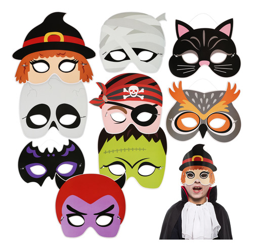 Máscaras De Disfraces De Halloween, 9 Unidades, Accesorios P