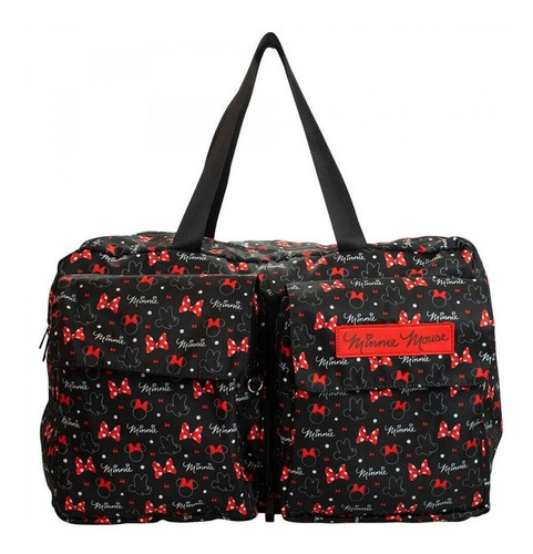 Bolsa Preta Viagem Minnie Dobrável Licenciada 32x47x21 Cm Cor Preto