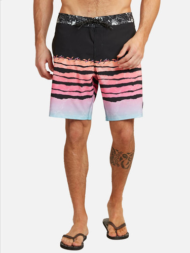 Traje De Baño Mis Rusty Lines Boardshort Negro Hombre Rusty