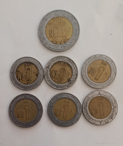 Monedas De N$1 Nuevos Pesos Y De  N$5 Venta De Combo 7 Pzas