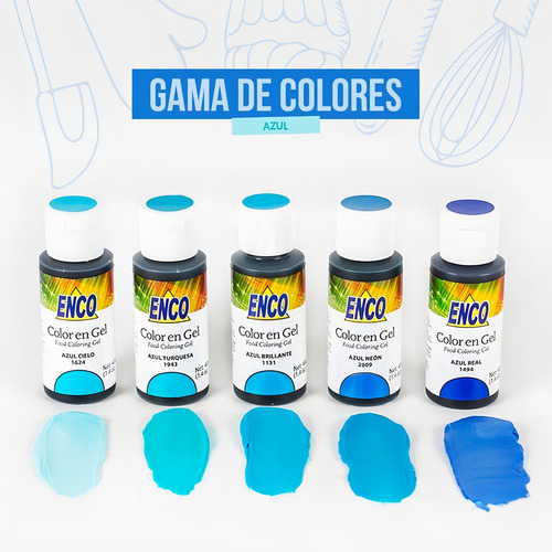 Color Gel Azul Neon 40 Grs Enco 2809