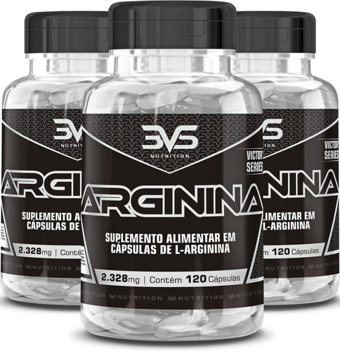 3un. Da Arginina 100 Pura Com 2328mg Por Dose - 360 Cápsulas Sabor Natural