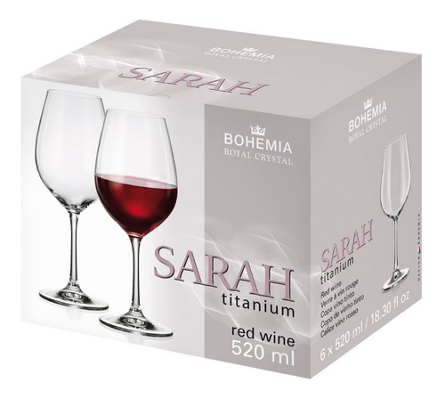 Copas De Cristal Vino Bohemia Sarah 520 Ml X6