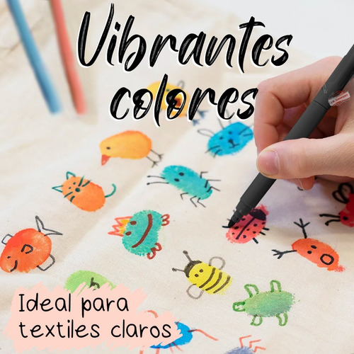 Imagen 7 de 10 de Set 8 Plumones Marcadores Textiles Para Tejidos Kik12071