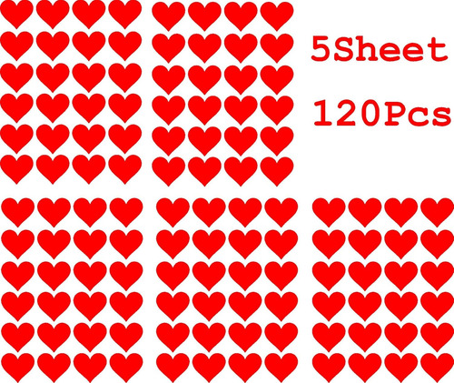 Corazón Rojo, 2 Pulgadas X 120 Piezas, Adhesivo De Vinilo Pa