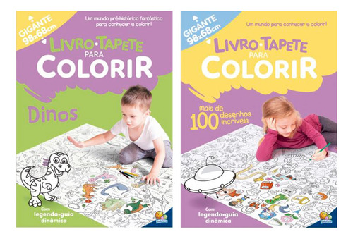 Kit 2 Livros Para Colorir Infantil Tapete Gigante 98x68cm