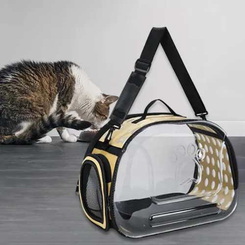 Transportín Transparente Para Gatos, Transportadores Oro L