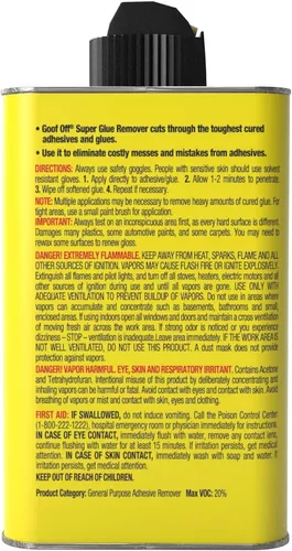 Goof Off FG678, Pro Strength Can, 4oz Super Glue Remover, Yellow 