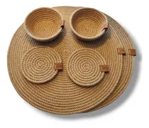 Comprar Set X2 Individual Plato De Sitio + Posavaso + Panerita Yute