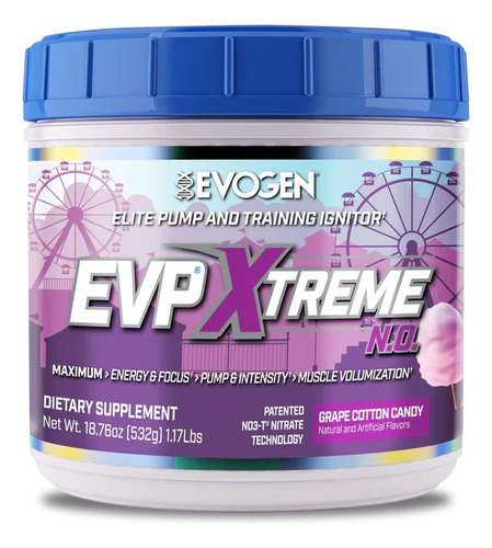 Pre Entreno Evogen Evp Xtreme 40 Servicios Energia Enfoque Sabor Grape Cotton