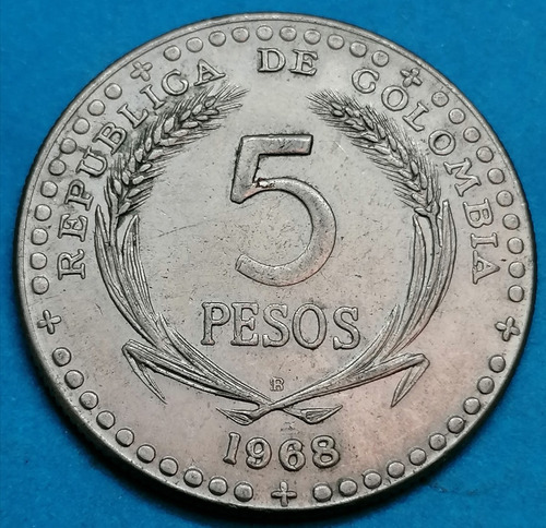 Colombia Moneda 5 Pesos 1968 Congreso Eucarístico