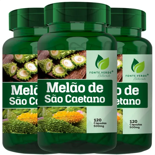 comprar 3 Potes Melão De São Caetano Puro 100% Natural Kit 360 Cáps Sabor Sem Sabor