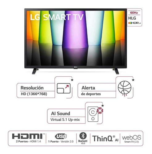 Imagen 5 de 10 de Televisor LG 32 Pulgadas Led Hd Smart Tv 32lq630bpsa.awc