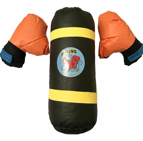 Bolsa Boxeo Más Guantes Cuerina Gigante 75 Cm Día Del Niño