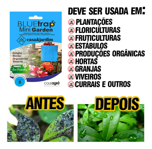 Armadilha Azul Adesiva Mata Trips Mini Garden C/ 30unidades