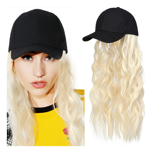 Gorra De Béisbol Con Extensiones De Cabello Largo Y Ondulado